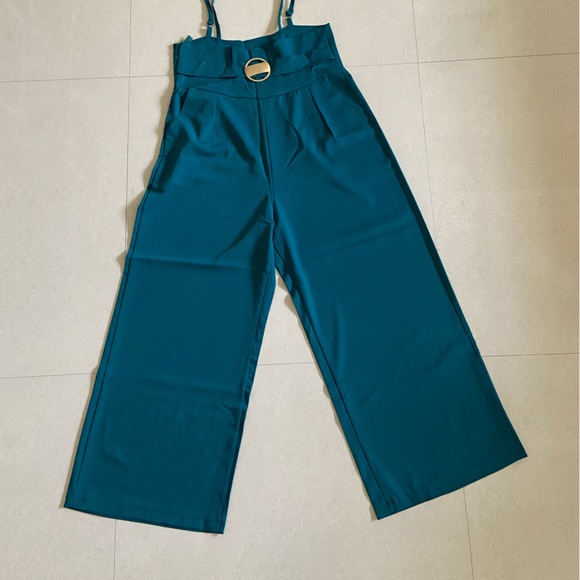 Teal Blue Suspender Pants for Women - Picture 12 of 12